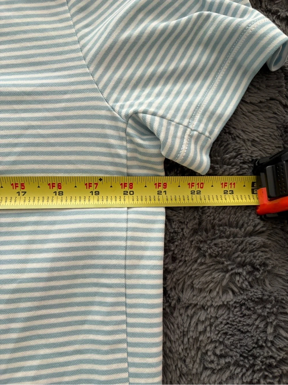 J.CREW Men's Light Blue/White Striped Knit Polo Short Sleeve w/Coolmax Size L